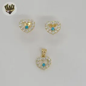 (1-6411) Gold Laminate - Zircon Heart Set - BGF