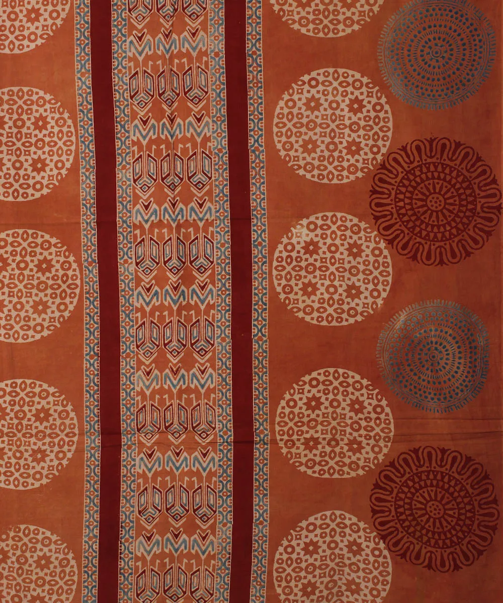 3m brown maroon cotton hand printed ajrakh kurta material