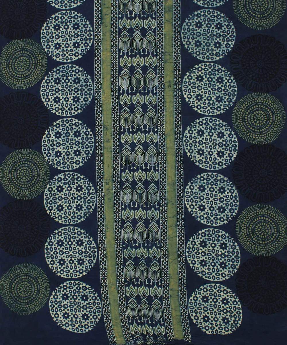 3m indigo green ajrakh hand printed cotton kurta material