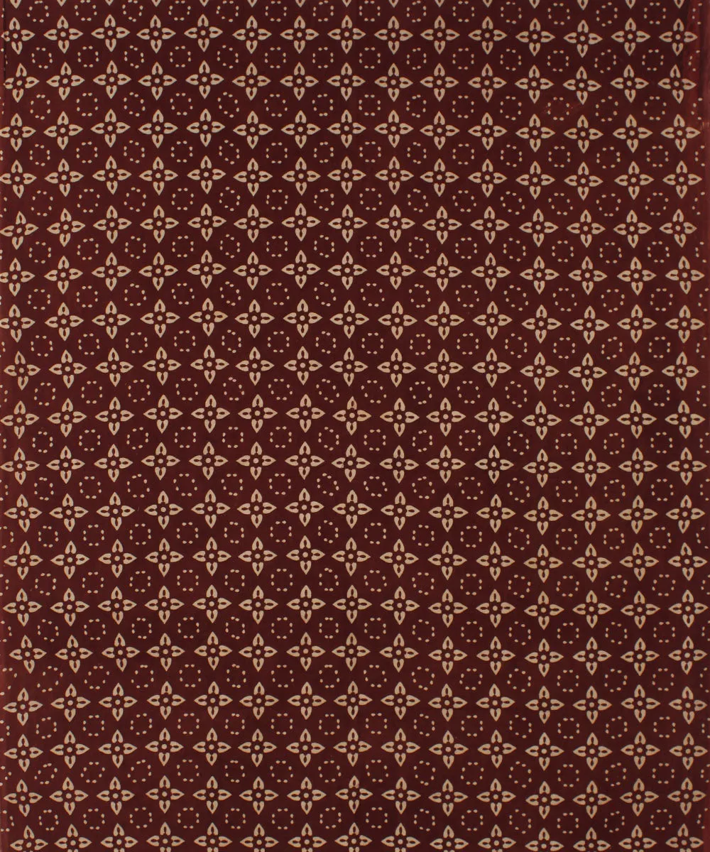 3m maroon hand printed ajrakh cotton kurta material