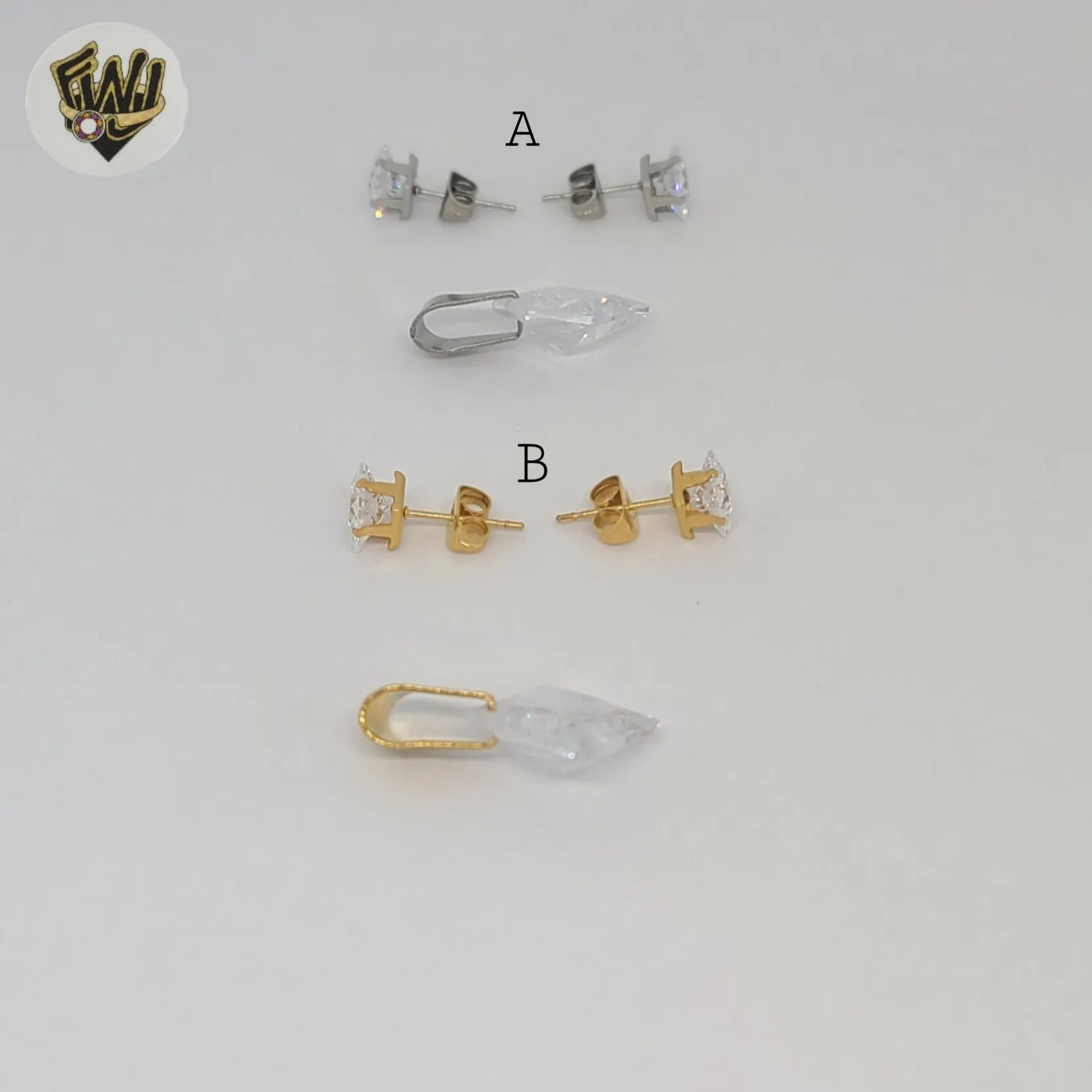 (4-9077) Stainless Steel - Zircon Stud Set.