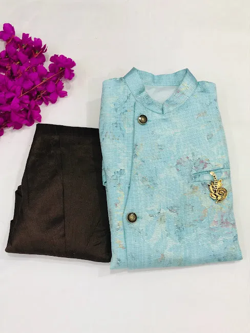 Alluring Boys Traditional Ethnic Sky Blue Color Kurta Pajama Sets