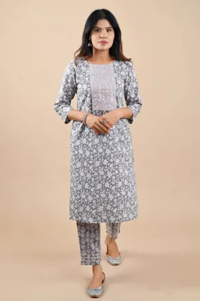 Amber Sanganeri Cotton kurta Set