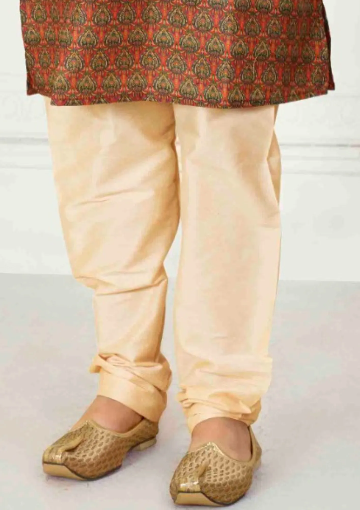 Appealing Brown Color Designer Poly Cotton Kurta Pajama Set For Kids