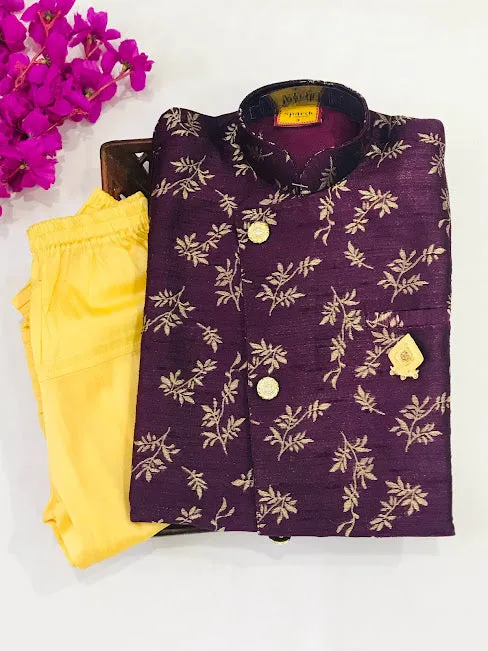 Appealing Violet Color Designer Printed Kids Kurta Pajama Sets