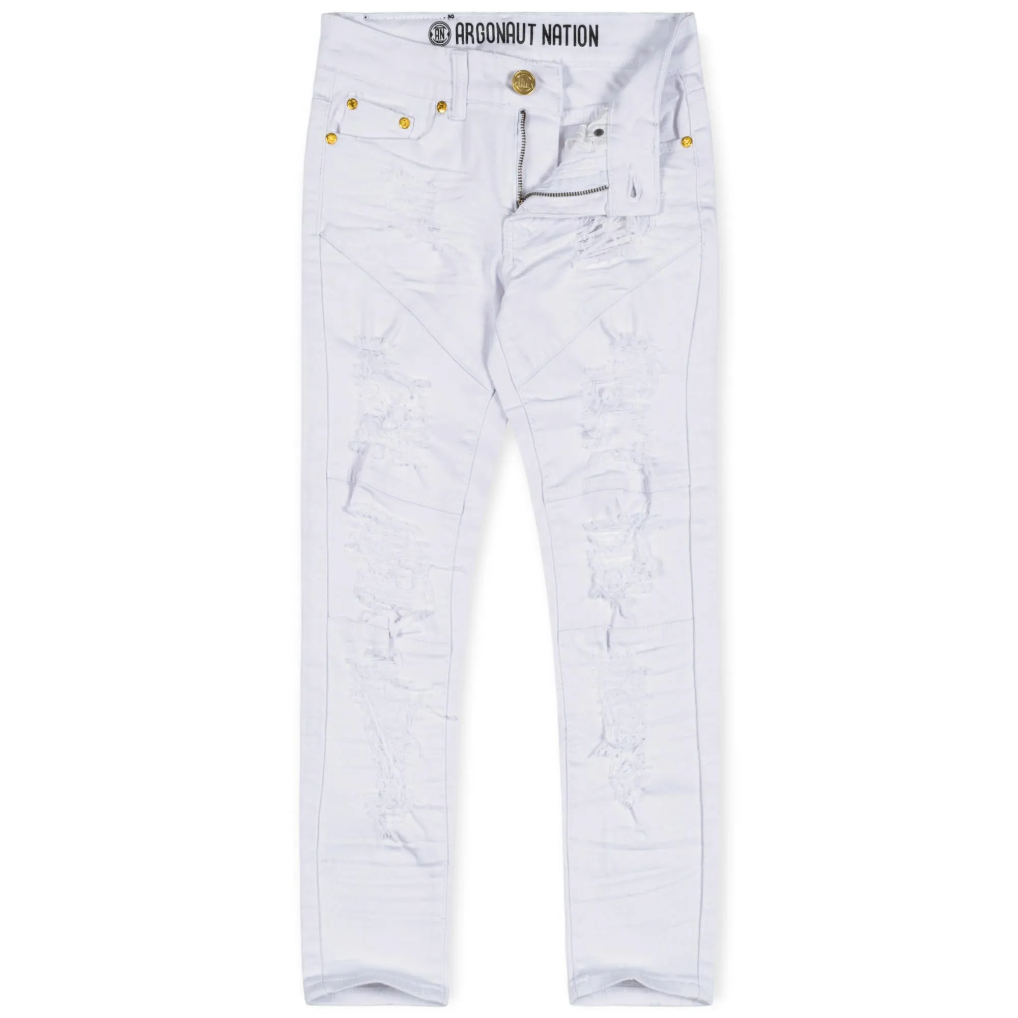 Argonaut Nations Boys Ripped Twill Jeans (White)