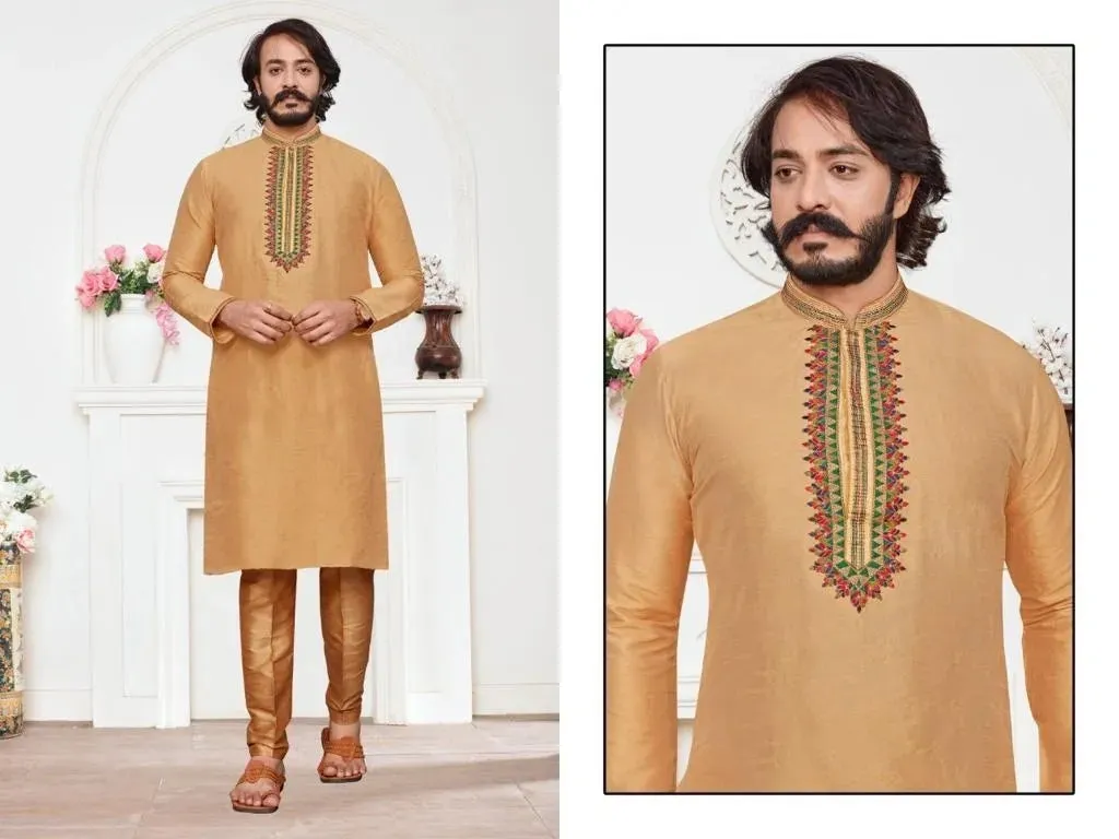 Attractive Men's Ethnic Long Kurta With Pajama Set