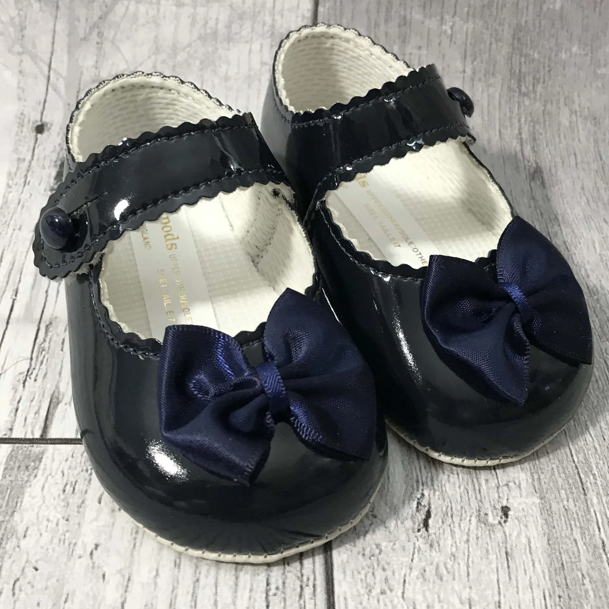 Baby Girl Navy Blue Pram Crib Shoes
