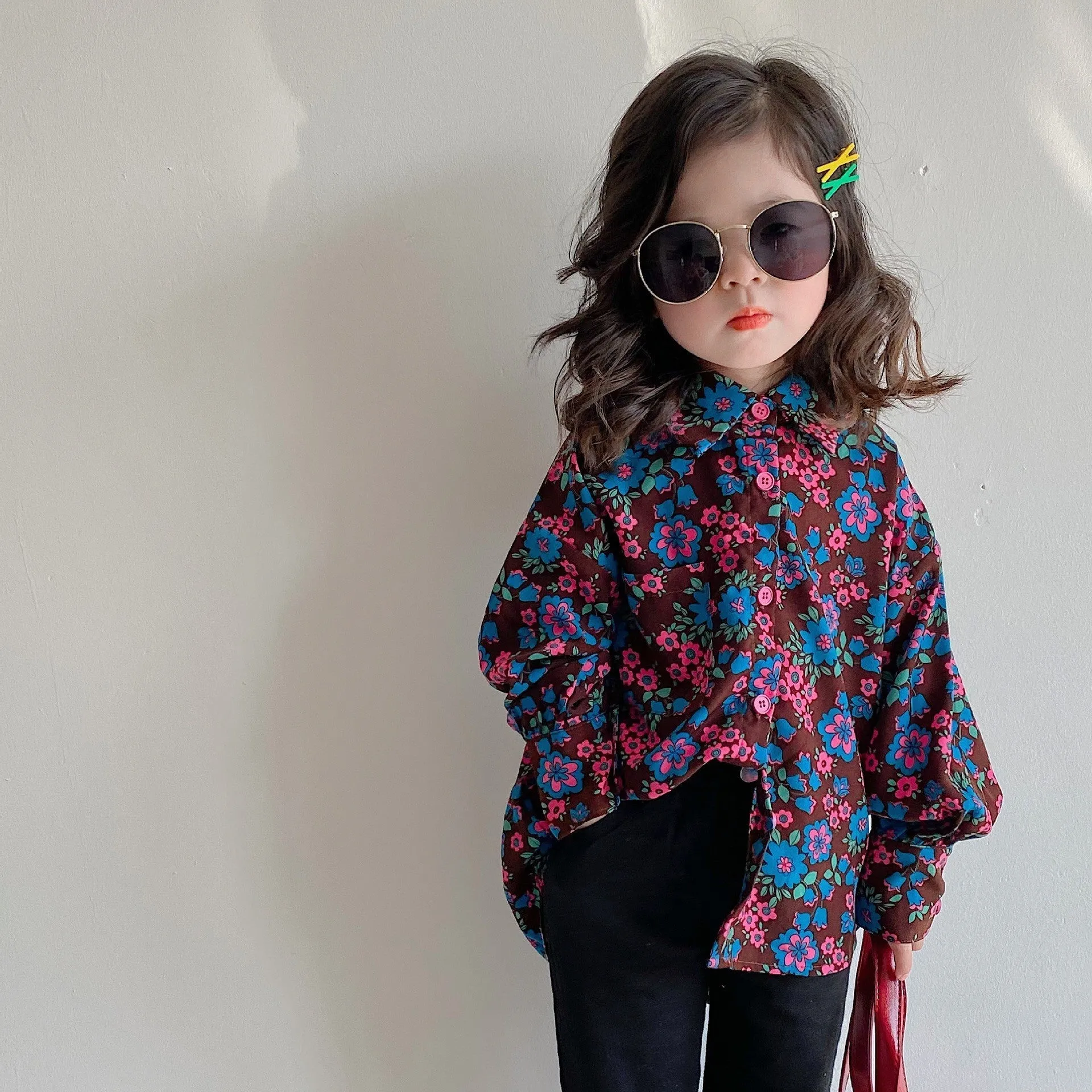 Baby Kid Girls Flower Print Shirts