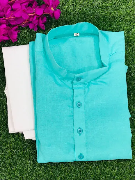 Beautiful Sky Blue Color  Men's Kurta With Pajama Pant