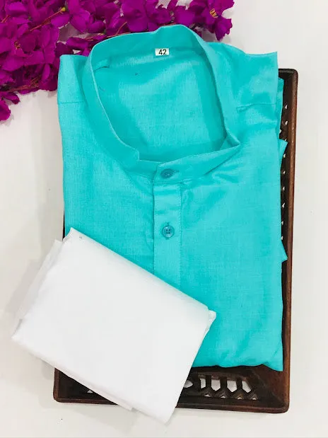 Beautiful Sky Blue Color  Men's Kurta With Pajama Pant