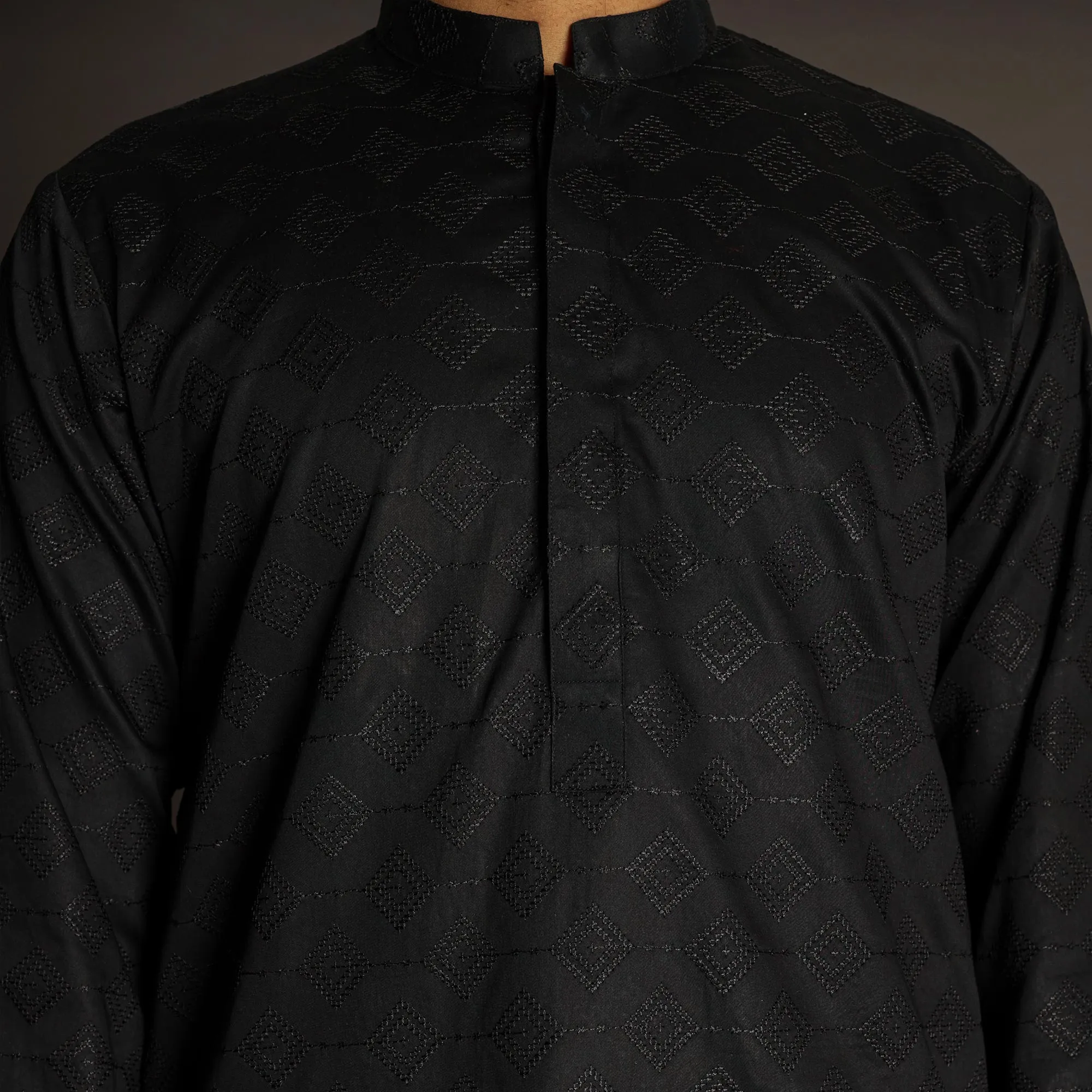 Black Embroidered Royal Kurta