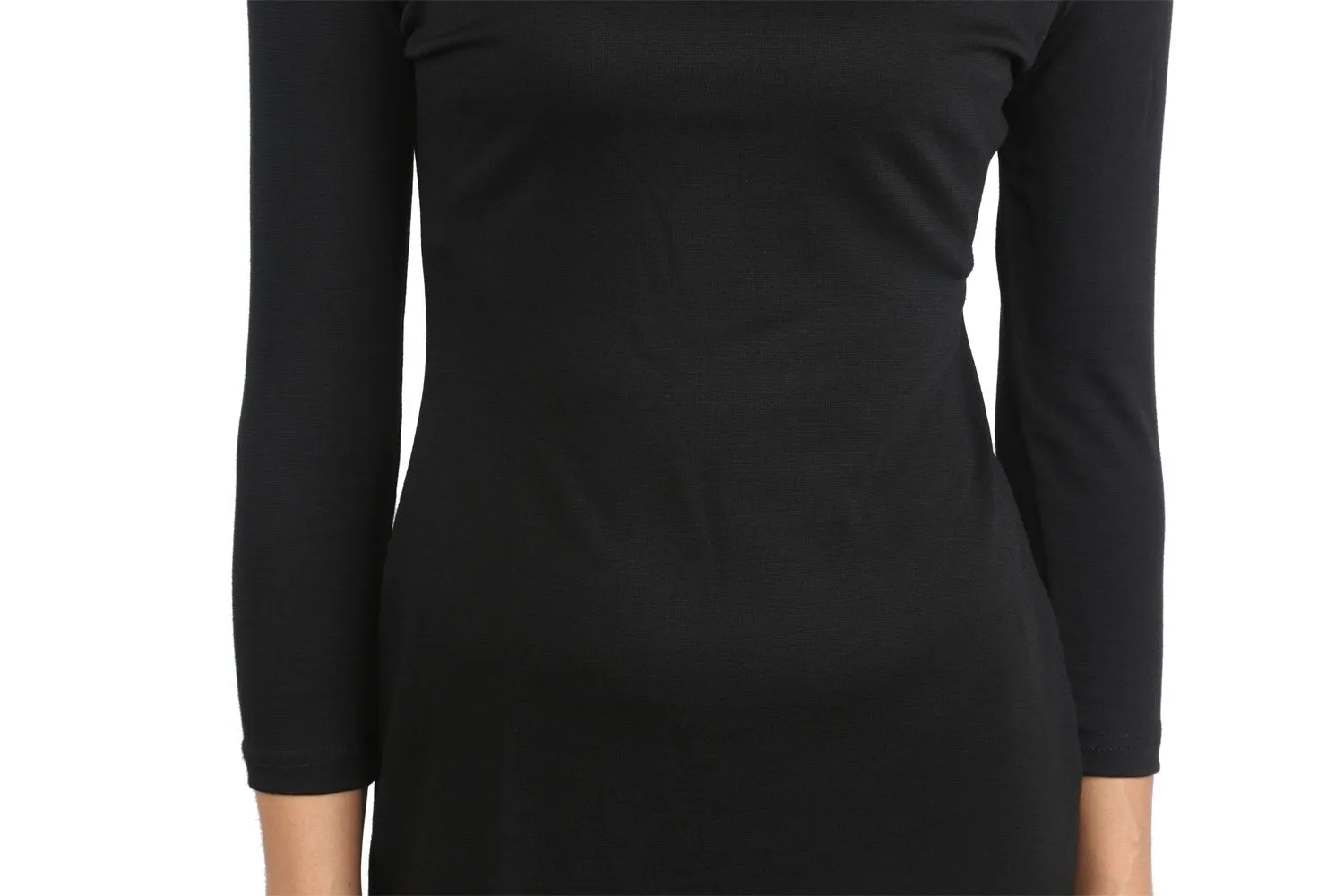 Black Three-Quarter Sleeve Mock Dress