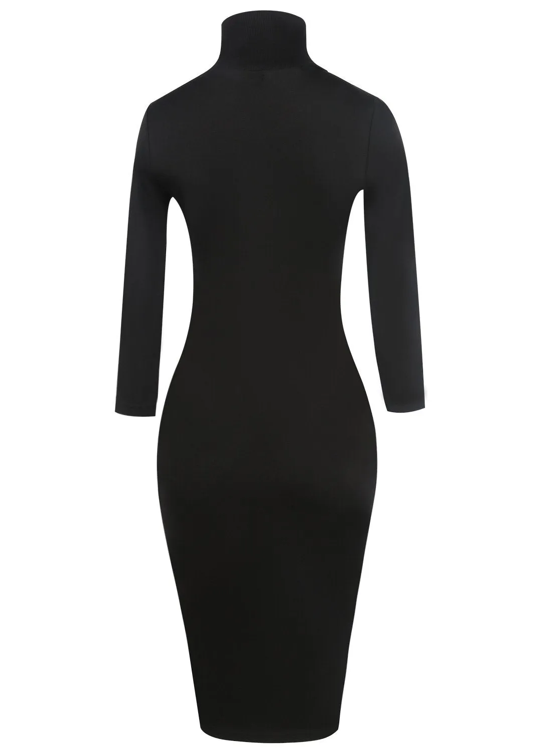 Black Three-Quarter Sleeve Mock Dress