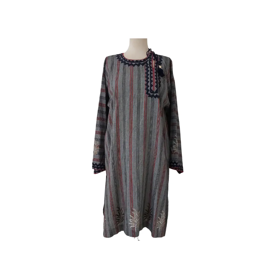 Blocked Grey and Rust Striped Kurta | Gently Used |