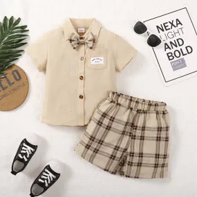 Boys' Solid Color Shirt checked Shorts