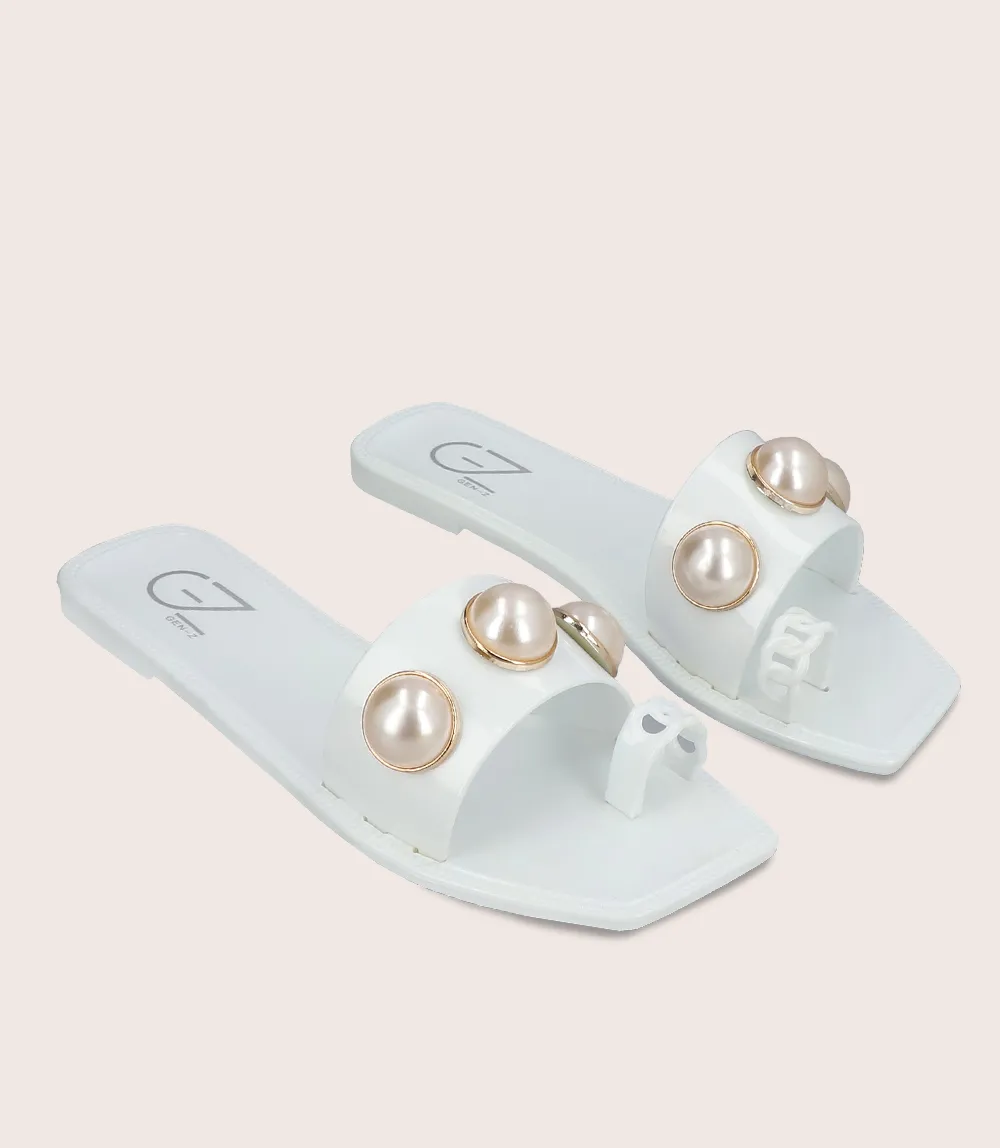 BW7107-WHITE-Women Casual Slipper