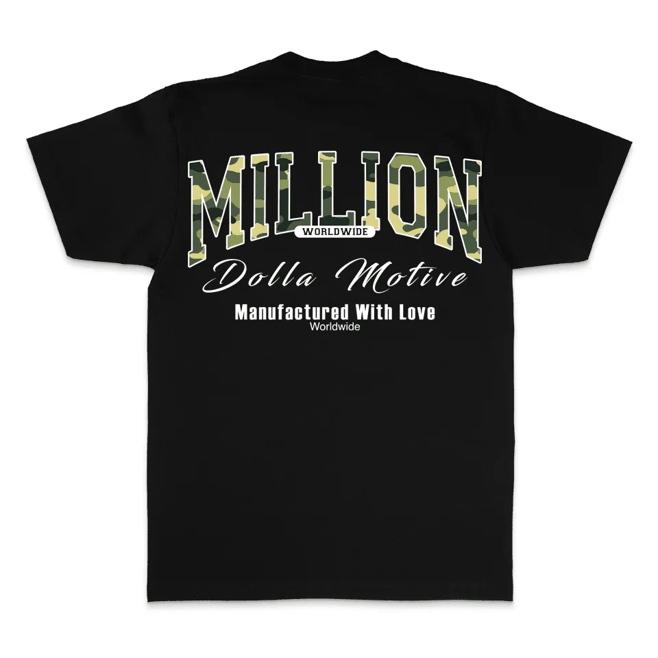 Camo Manufactured with Love - Black T-Shirt