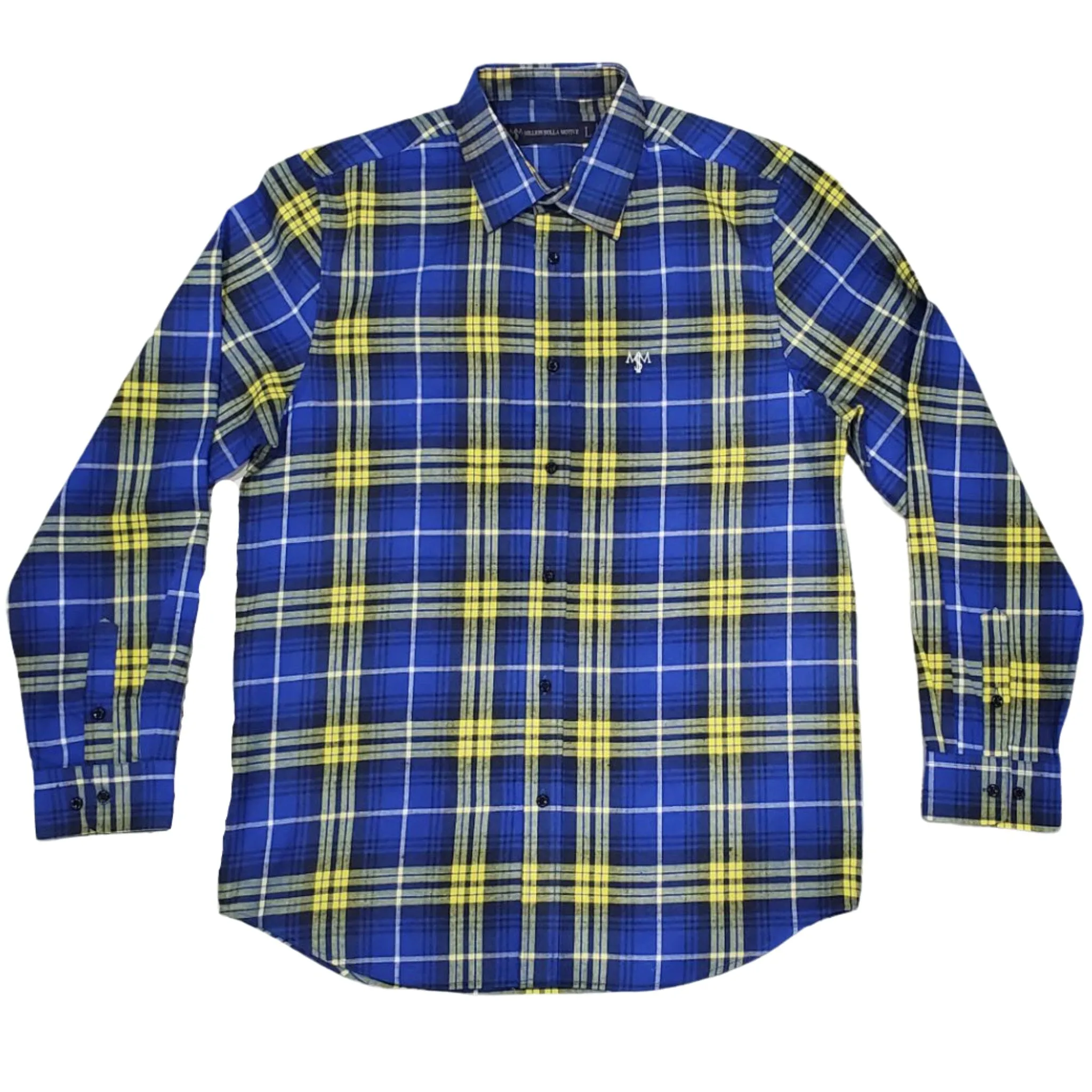 Chief Up - Royal Blue and Yellow Flannel Long Sleeve Shirt