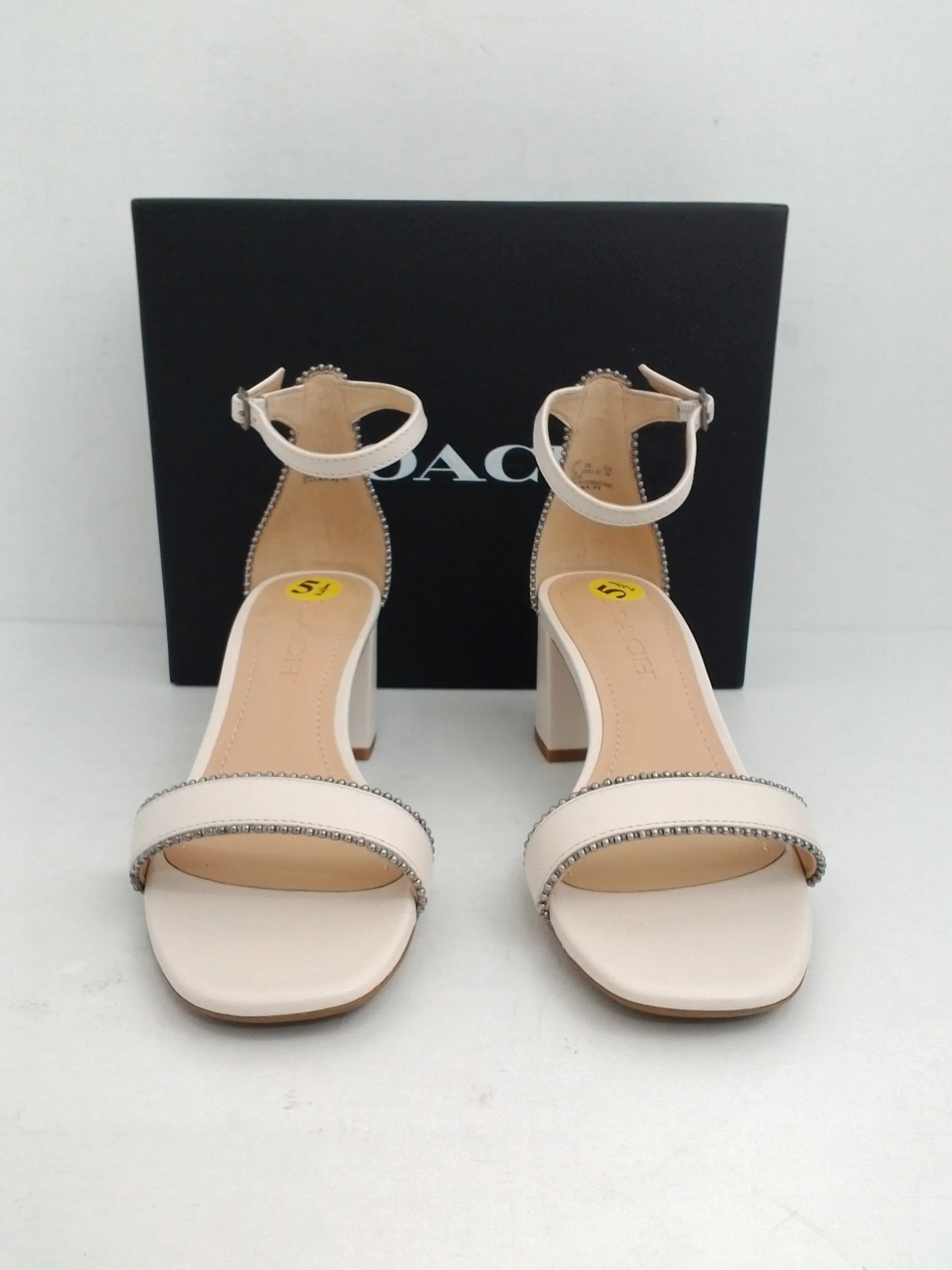 Coach Women's Maddie Chalk Leather Sandal Size 5.5 B