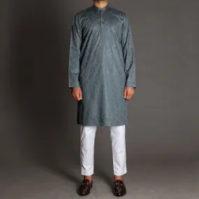 Dark Charcoal Grey Embroidered Kurta