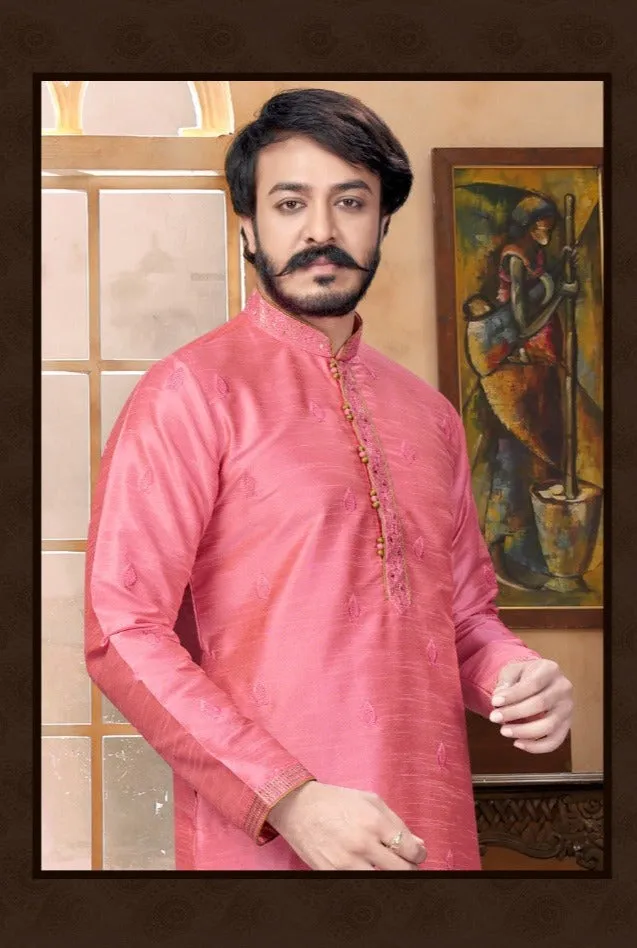 Designer Butti Embroidery Work Sherwani With Pant - Pink