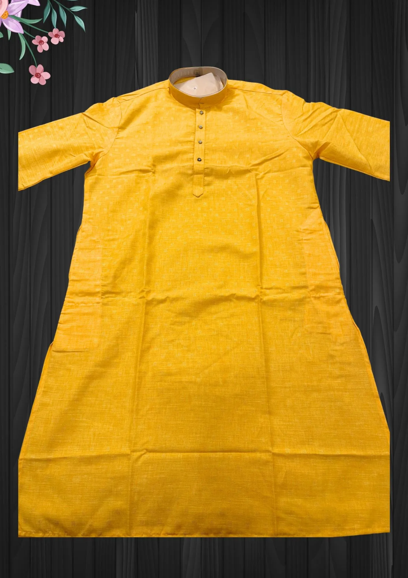 Elegant Orange Colored Self Checked Pattern Kurta With Pajama Pant