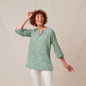 Fifer Blue Green blu Cotton Kurta Tunic