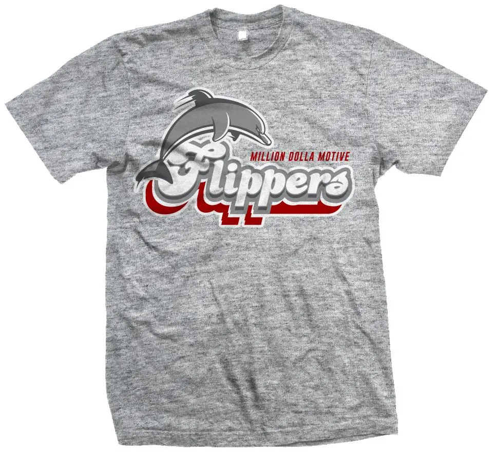 Flippers - Red on Heather Grey T-Shirt