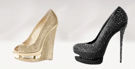 Gianmarco Lorenzi Black Label - As Seen on Nicki Minaj and Miranda Lambert - IT 39 Black and Clear Swarovski Rhinestone "Discoball" Pumps - IT 39