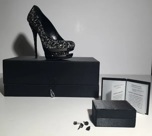 Gianmarco Lorenzi Black Label - As Seen on Nicki Minaj and Miranda Lambert - IT 39 Black and Clear Swarovski Rhinestone "Discoball" Pumps - IT 39