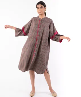 Grey handembroidered cotton chikankari boxy dress