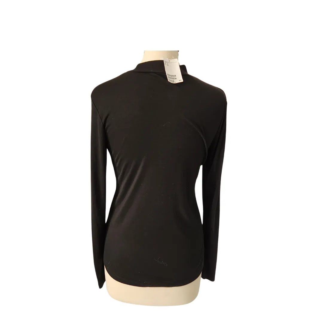 H&M Black Semi-sheer High-neck Knit Top | Brand New |