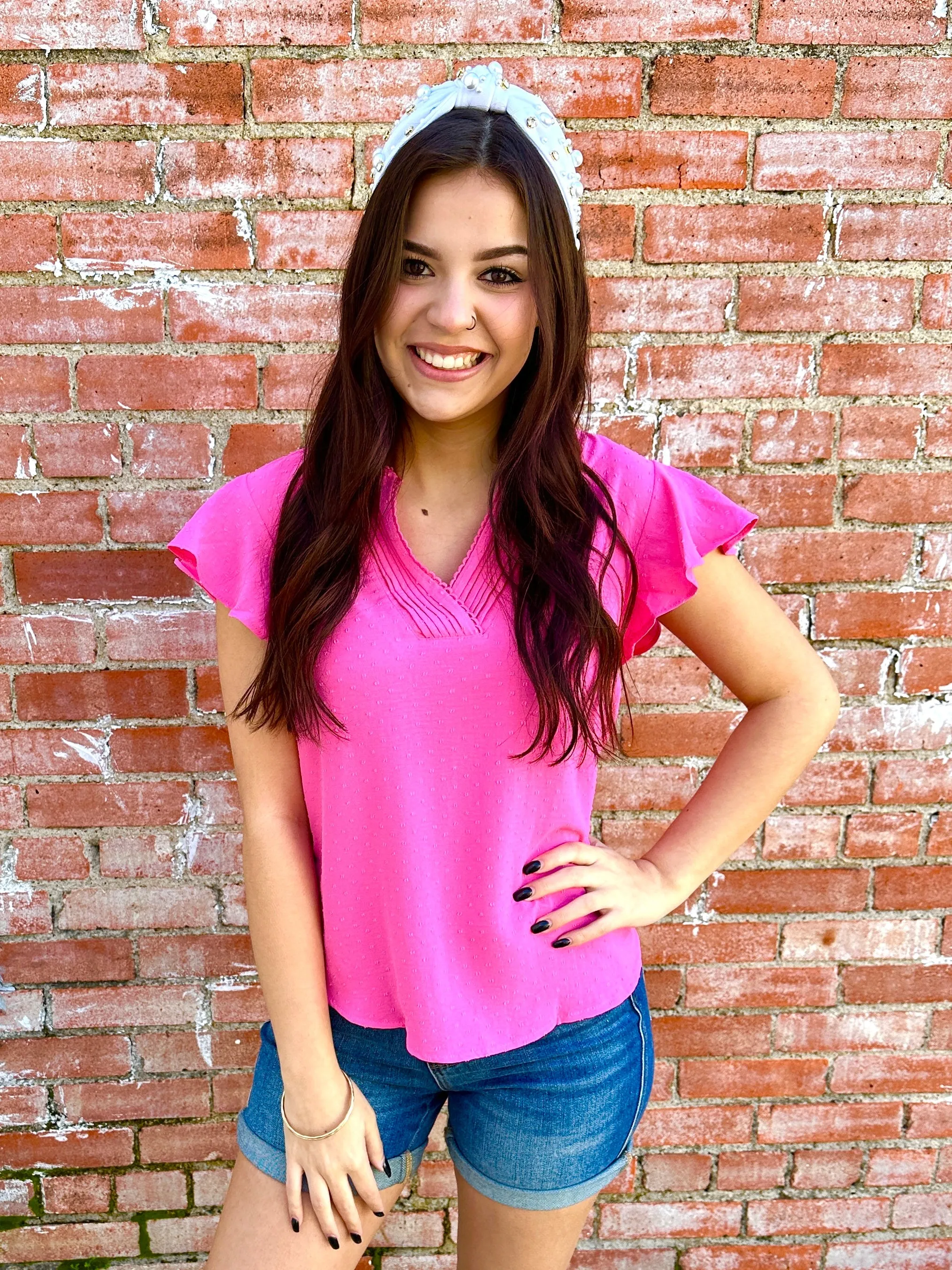 Happiest With You V-Neck Top  Pink