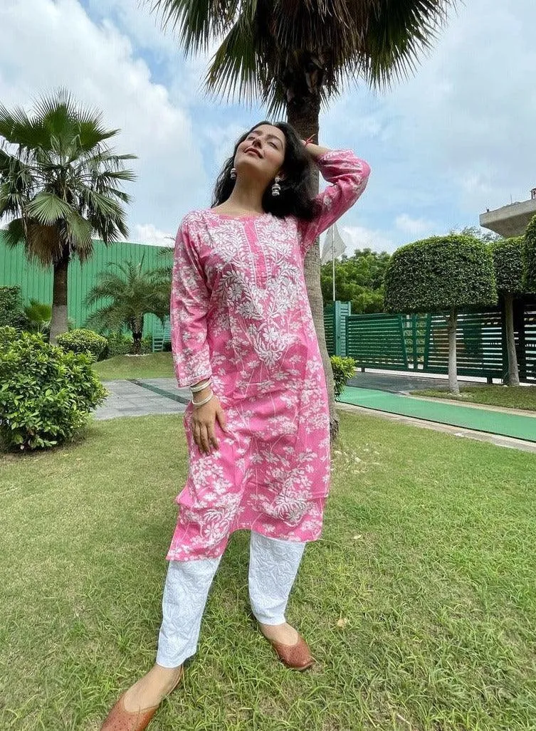 Hina Chikankari Mulmul Straight Kurta