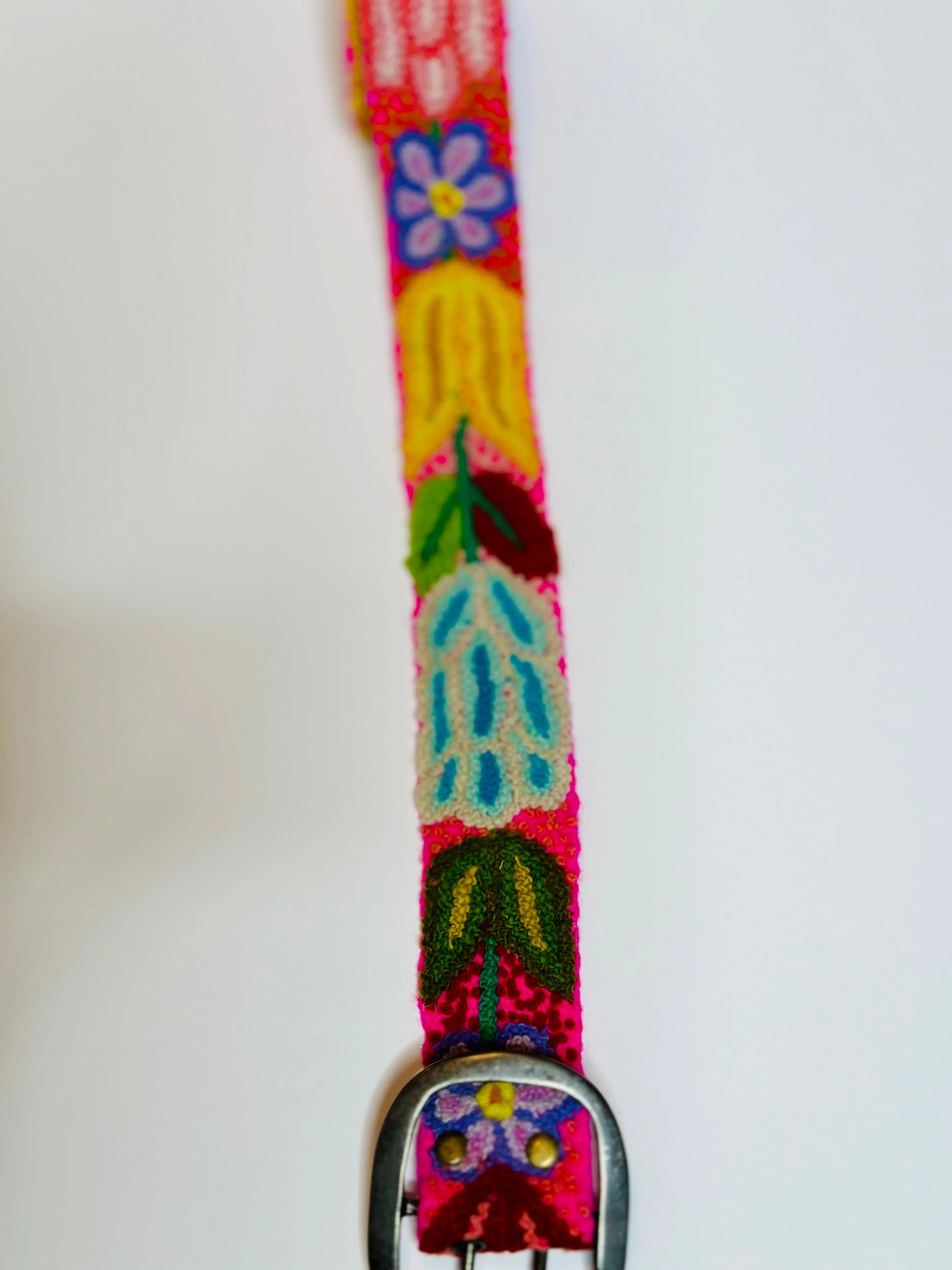 Hot Pink Hand Embroidered Belt