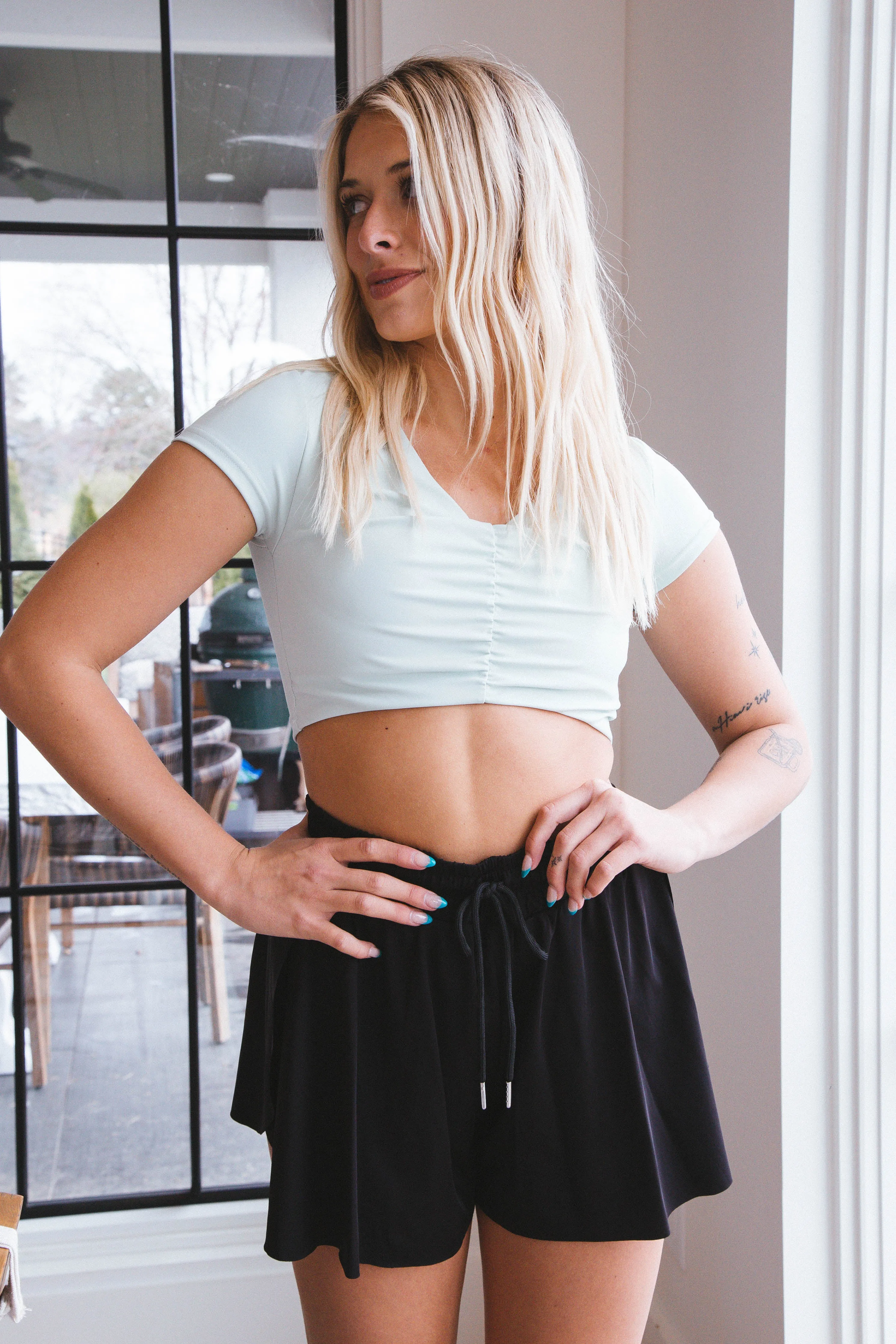 Juniper Ruched Front Crop Top, Mint