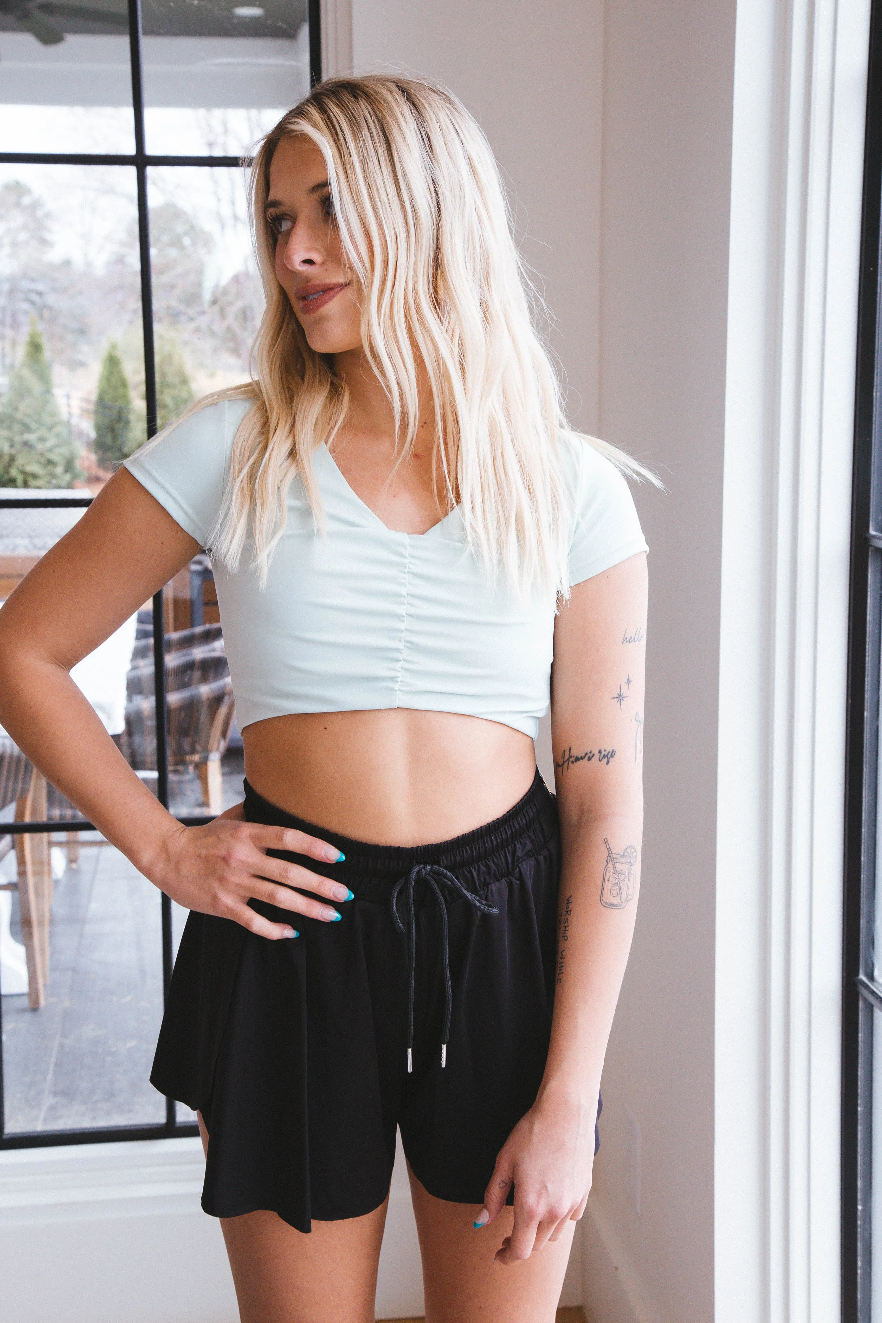 Juniper Ruched Front Crop Top, Mint