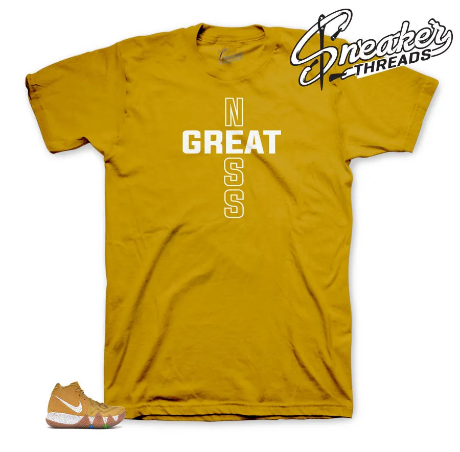 Kyrie 4 Cinnamon Toast Greatness Cross Shirt