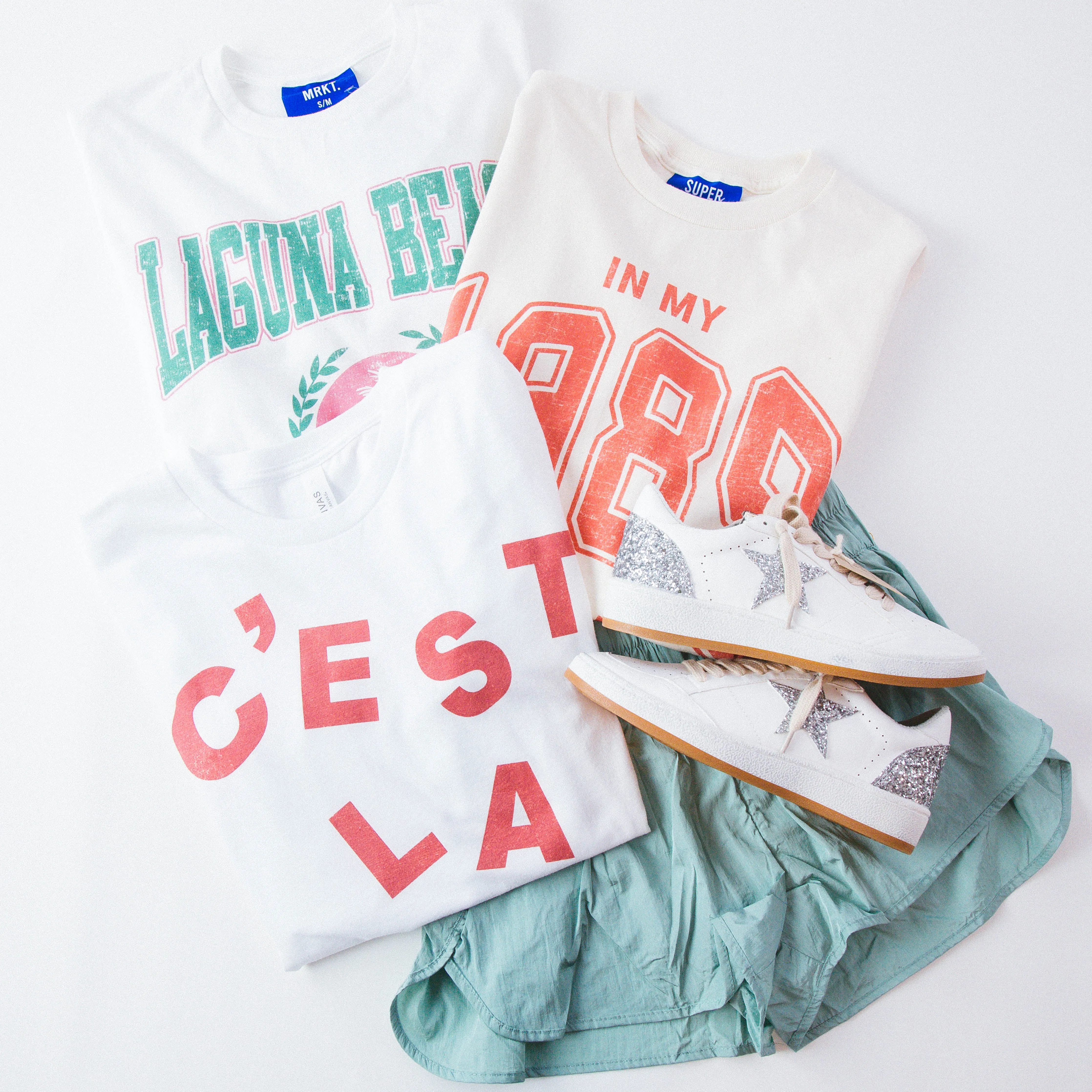 Laguna Beach Oversized Graphic Tee, White