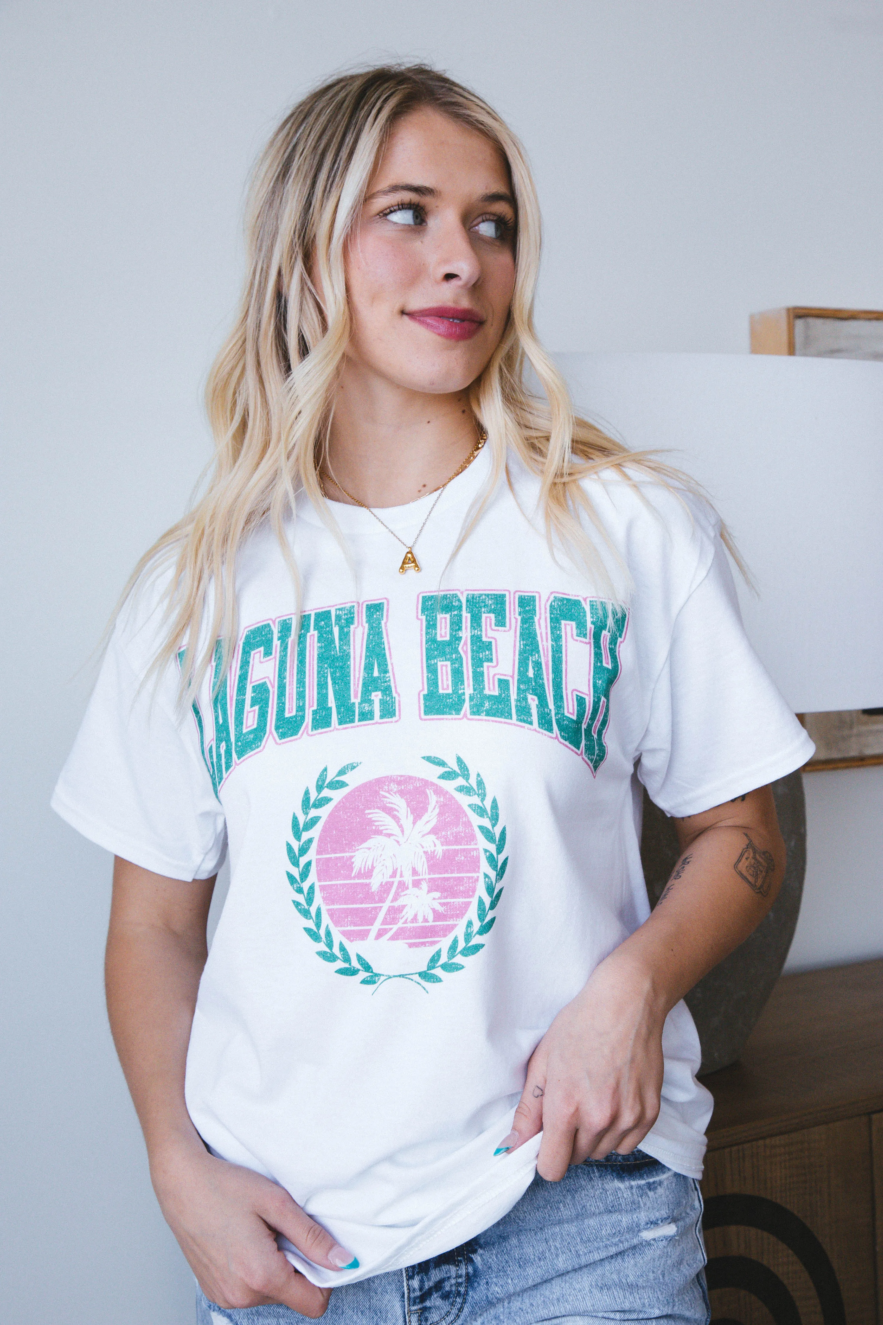 Laguna Beach Oversized Graphic Tee, White