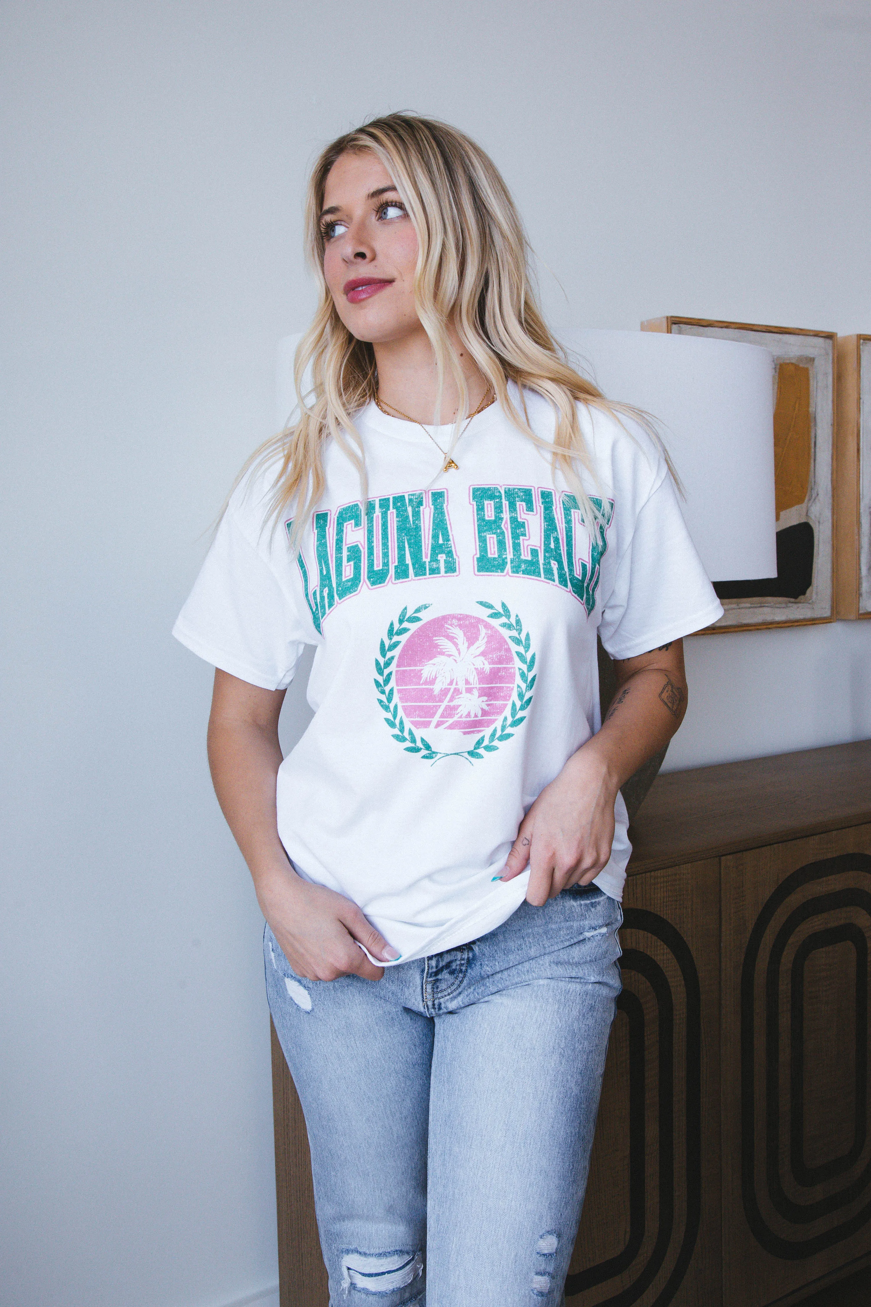 Laguna Beach Oversized Graphic Tee, White