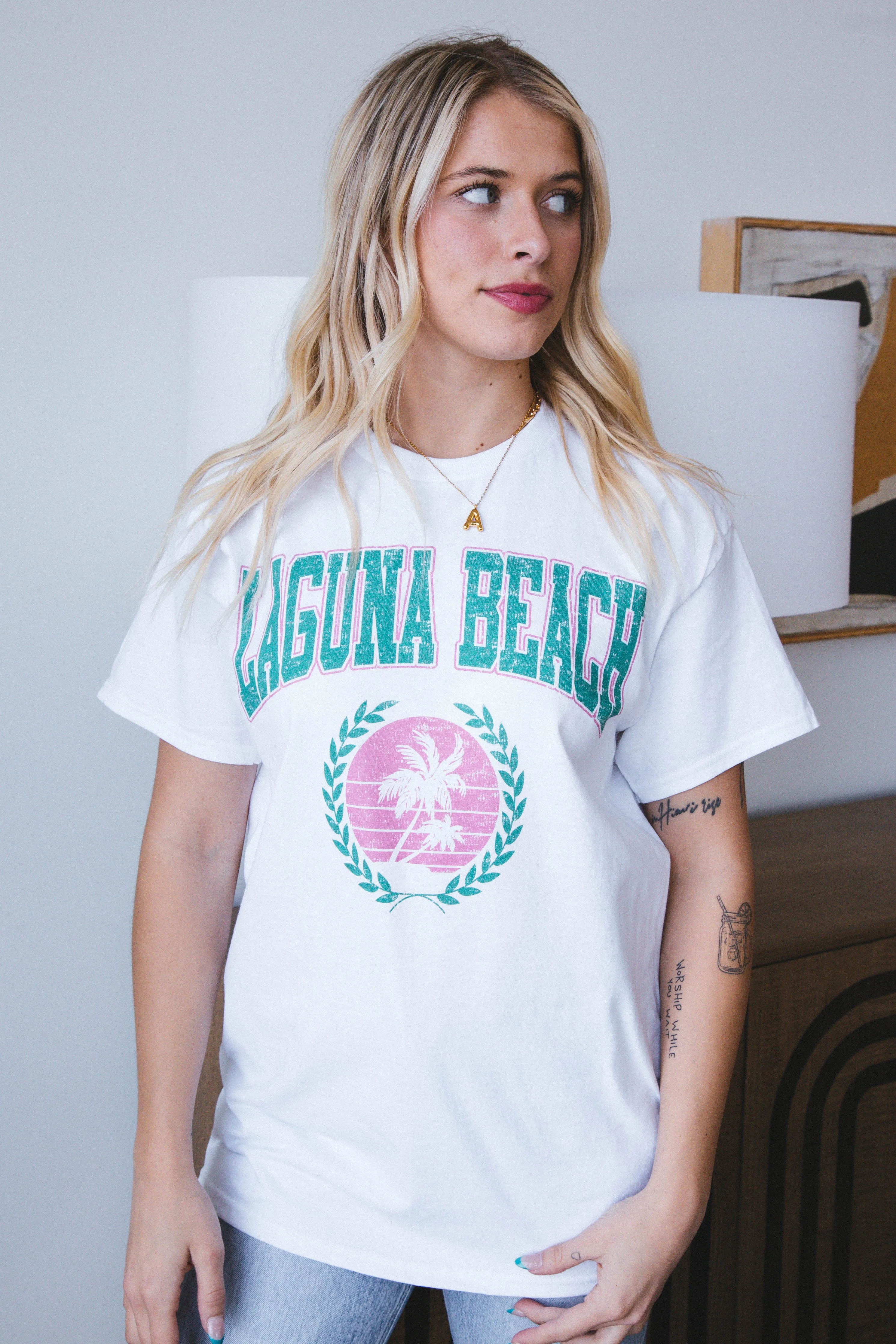 Laguna Beach Oversized Graphic Tee, White