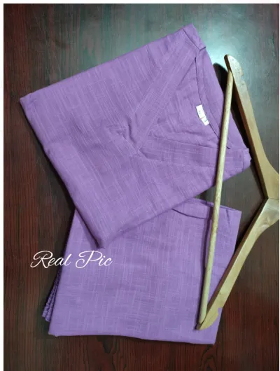 Lilac Petite Plain Cotton Kurta Pant Suit for Women