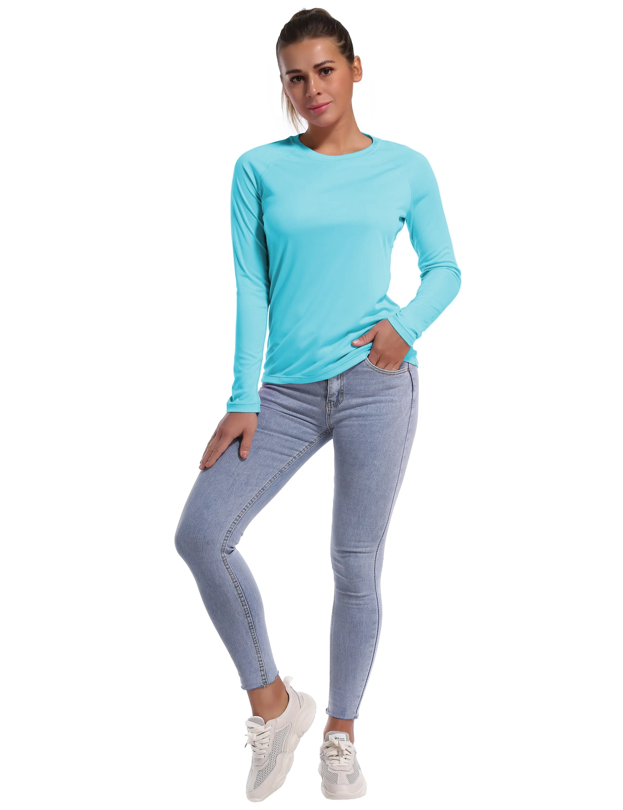 Long Sleeve Athletic Shirts blue_yogastudio