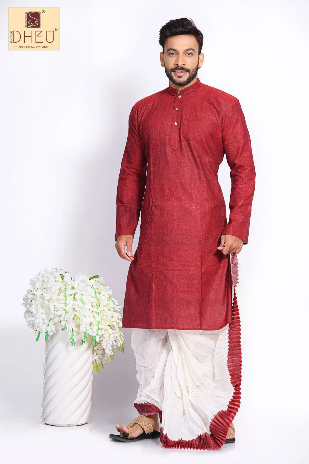 Man in Maroon 2- Dhoti(optional) Kurta Full Set