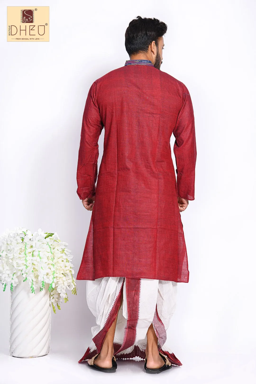 Man in Maroon 2- Dhoti(optional) Kurta Full Set