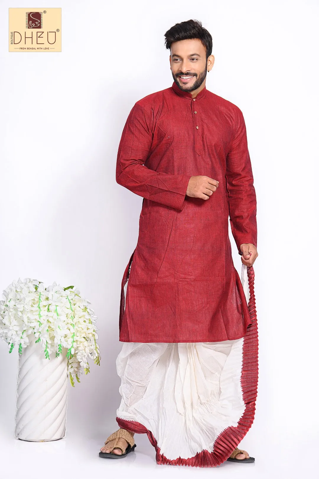 Man in Maroon 2- Dhoti(optional) Kurta Full Set