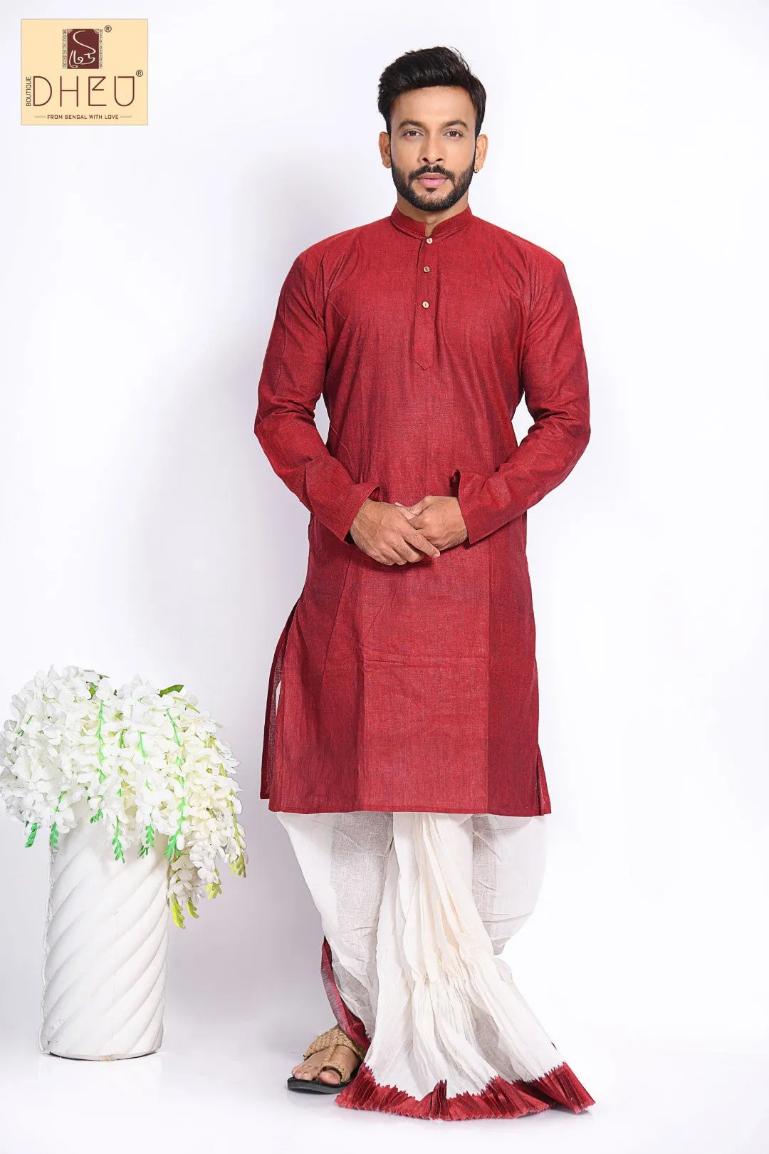 Man in Maroon 2- Dhoti(optional) Kurta Full Set