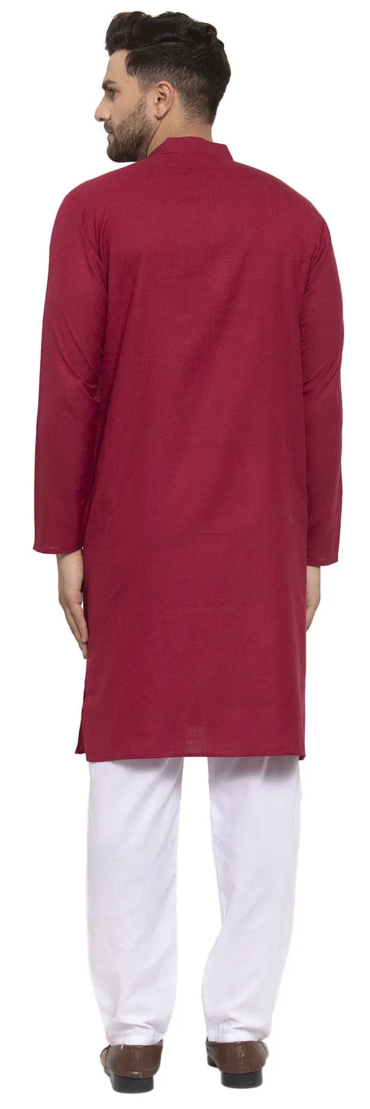 Men's Cotton Festival Kurta Pajama Wear India Apparel (Maroon)